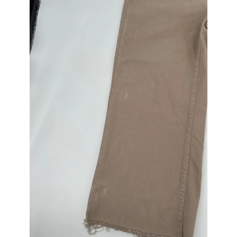 Judy Blue Womens Beige Frayed Hem Wide Leg Cropped Pants Size 15/32 Neutral - Picture 3 of 10